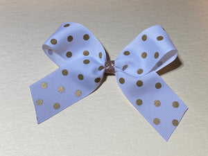 White Bow with Gold Polka Dot Hair Clip