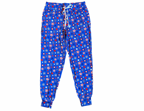Red, White & Blue Stars Adult Women's (unisex) Joggers