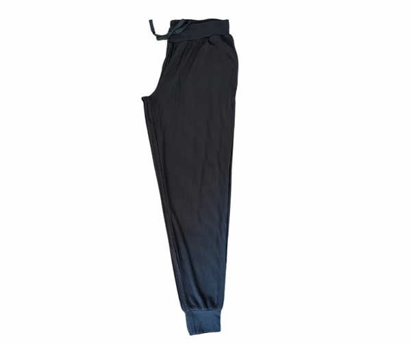 Black Ribbed Bamboo Adult Women's (unisex) Joggers