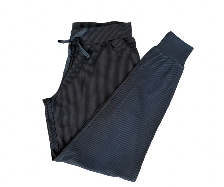 Black Ribbed Bamboo Adult Women's (unisex) Joggers