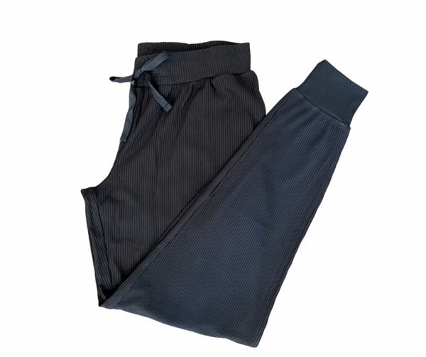 Black Ribbed Bamboo Adult Women's (unisex) Joggers