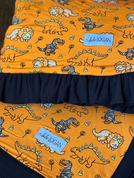 Halloween Dino Blanket with Ruffles