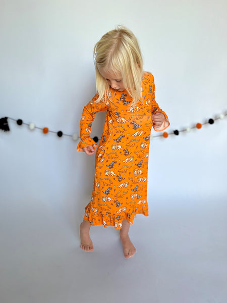 Halloween Dino Tea Length Dress