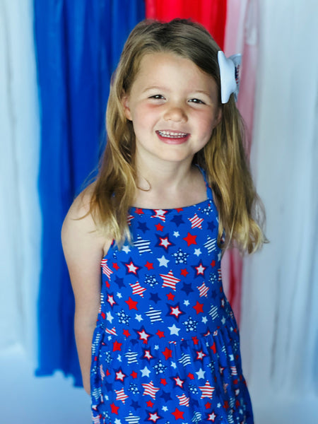 Kids Red, White & Blue Stars Sundress