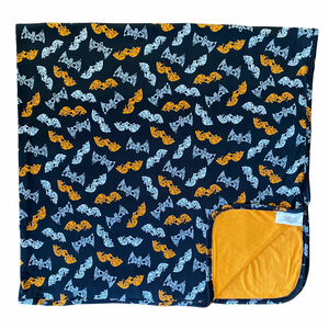 Halloween Bat Blankie with Orange Ribbed