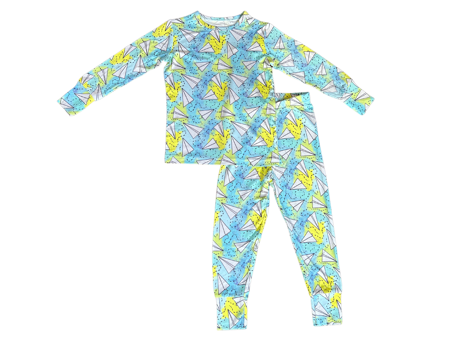 Paper Airplane Two-Piece Bamboo Viscose Pajama Set