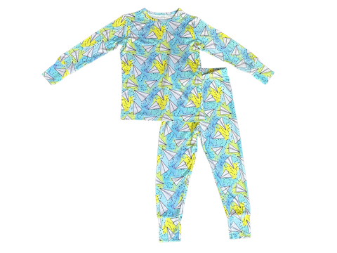 Paper Airplane Two-Piece Bamboo Viscose Pajama Set