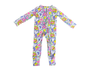 Hearts One-Piece Bamboo Viscose Footie/Romper