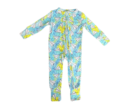 Paper Airplane One-Piece Bamboo Viscose Footie/Romper