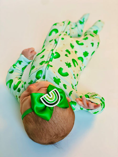 Rainbows & Shamrocks One-Piece Bamboo Viscose Footie/Romper