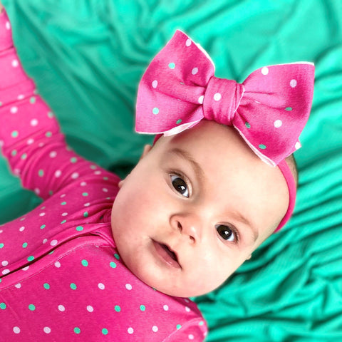 Pink Polka Dot Headband