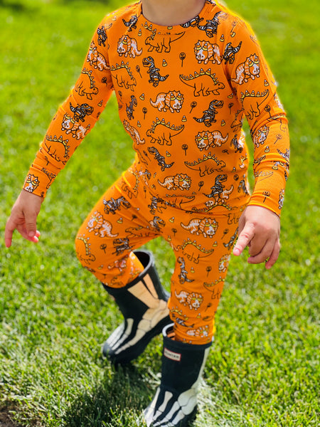 Halloween Dino Two-Piece Bamboo Viscose Pajama Set