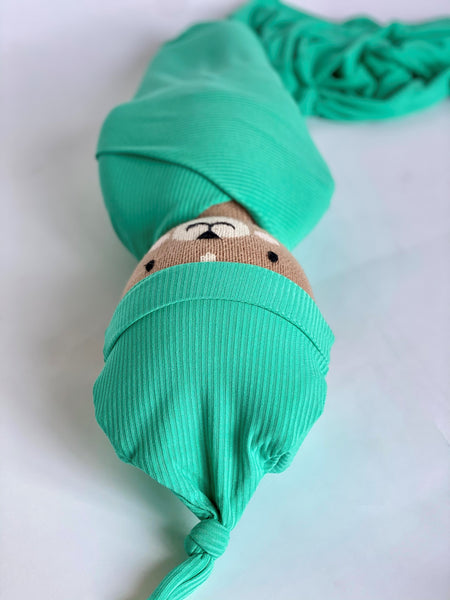 Teal Ribbed Swaddle