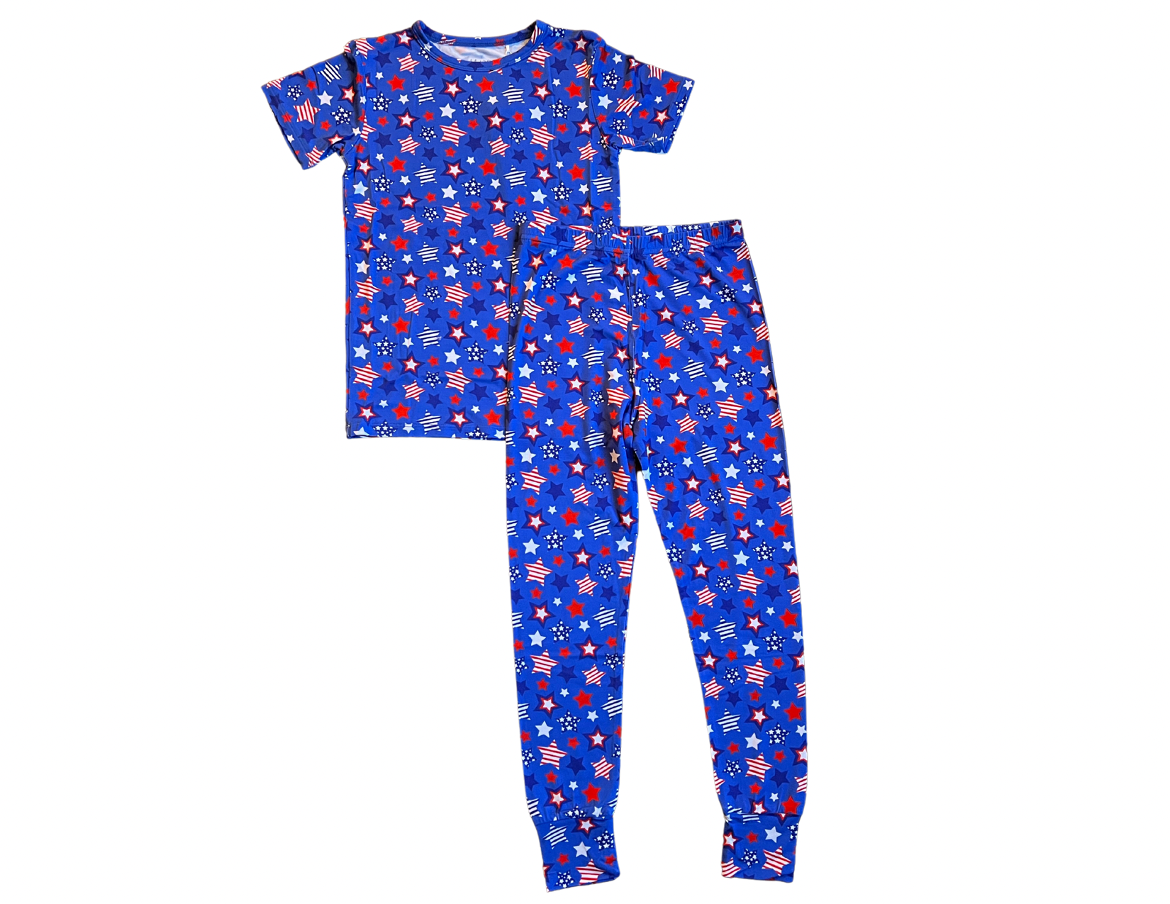 Red, White & Blue Stars T-shirt & Pants Two-Piece Bamboo Viscose Pajama Set