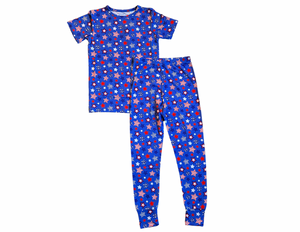 Red, White & Blue Stars T-shirt & Pants Two-Piece Bamboo Viscose Pajama Set