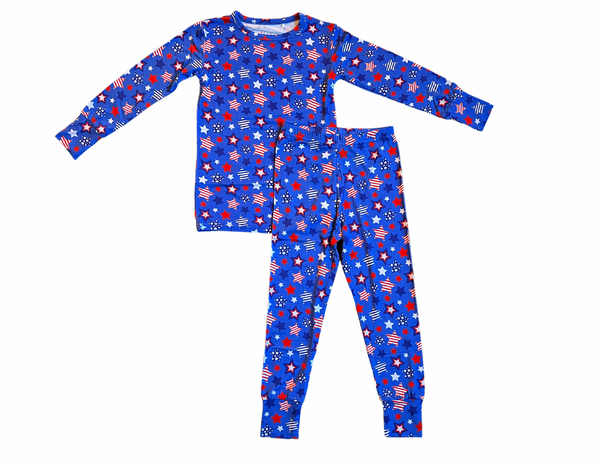 Red, White & Blue Stars Two-Piece Bamboo Viscose Pajama Set