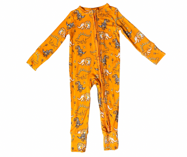 Halloween Dino One-Piece Bamboo Viscose Footie/Romper