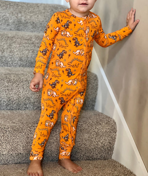 Halloween Dino One-Piece Bamboo Viscose Footie/Romper